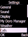 Select Calls and press the Left selection key.