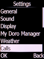 Select Calls and press the Left selection key.