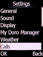 Select Calls and press the Left selection key.