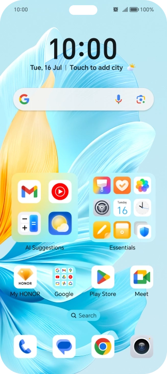 The alarm icon shows that the alarm is set.
