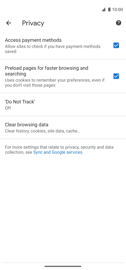 Press Clear browsing data.