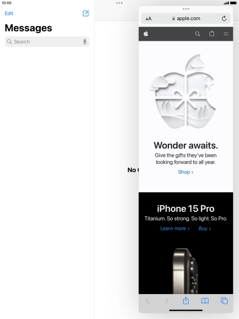 The application now displays on top of the other open application.