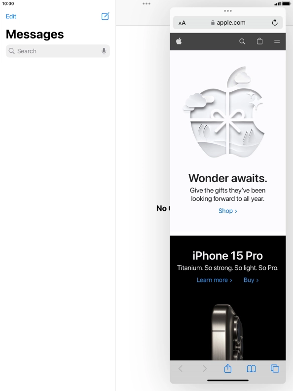 The application now displays on top of the other open application.