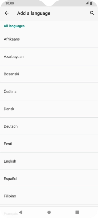 Press the required language to add it to the list of phone languages.