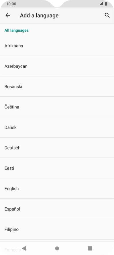 Press the required language to add it to the list of phone languages.