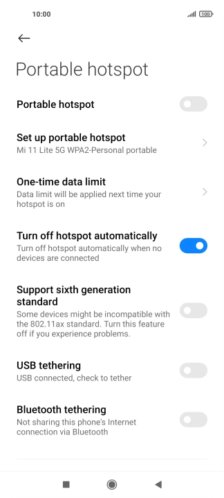 Press Set up portable hotspot.