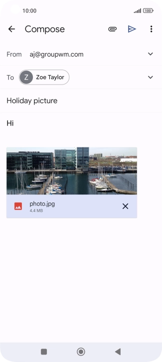 Press the send icon when you've finished your email message.