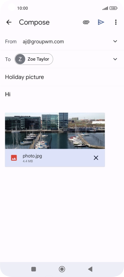 Press the send icon when you've finished your email message.