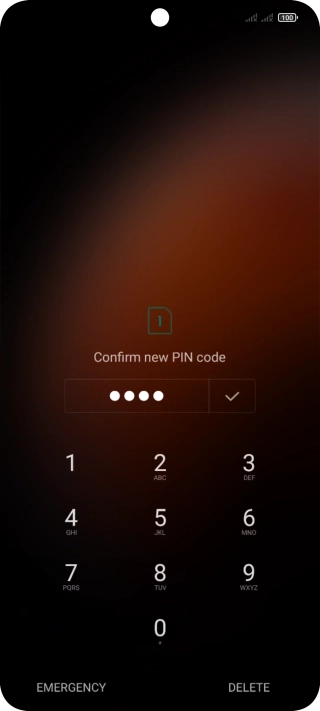 Key in the new PIN again and press the confirm icon.