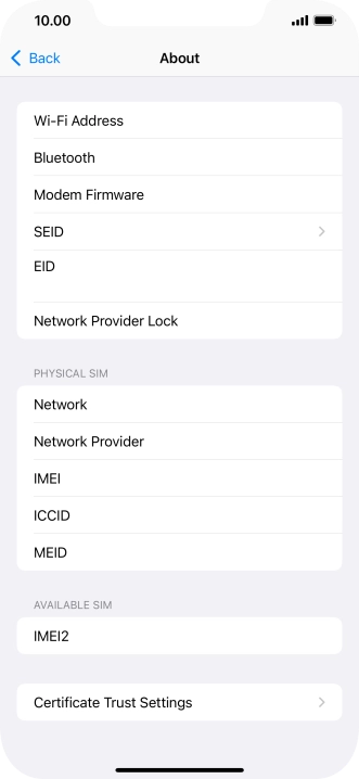 The Network Provider Lock status is displayed next to Network Provider Lock.