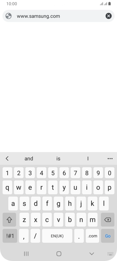 Key in the address of the required web page and press Go.