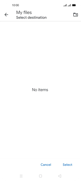 To create a new folder, press the new folder icon and follow the instructions on the screen to create a new folder.
