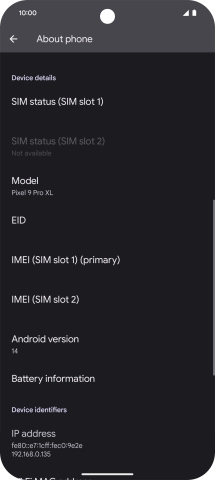 Press EID to see your phone’s EID number.
