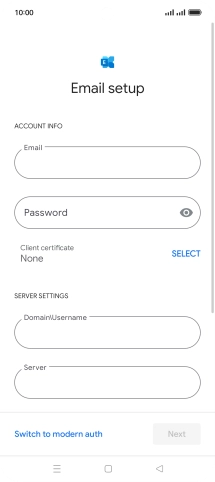Press Password and key in the password for your email account.