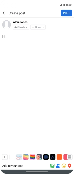 Write the required text and press POST.