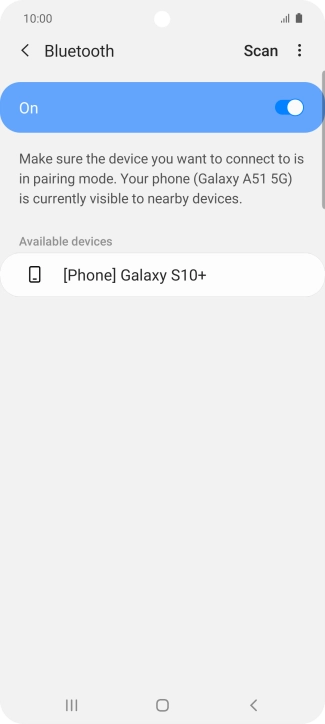 Press the required Bluetooth device and follow the instructions on the screen to pair the device with your phone.