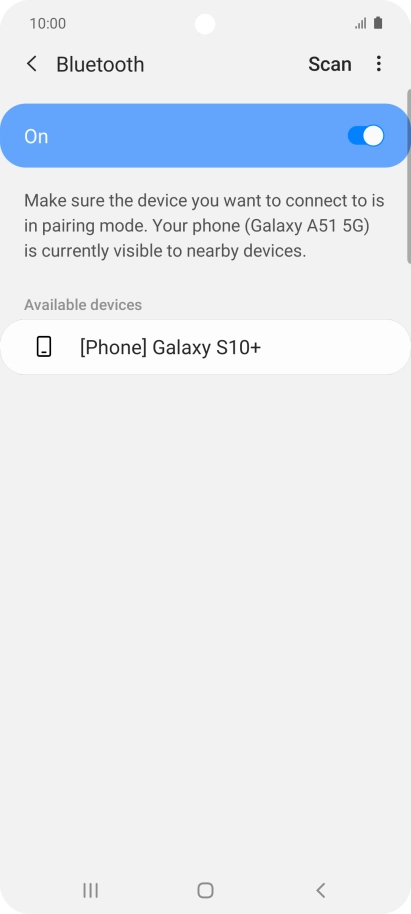 Press the required Bluetooth device and follow the instructions on the screen to pair the device with your phone.