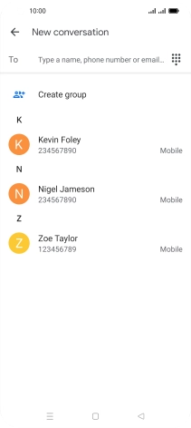 Press the search field and key in the first letters of the recipient's name.