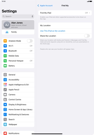 Press Find My iPad.