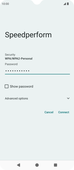 Key in the password for the Wi-Fi network and press Connect.
