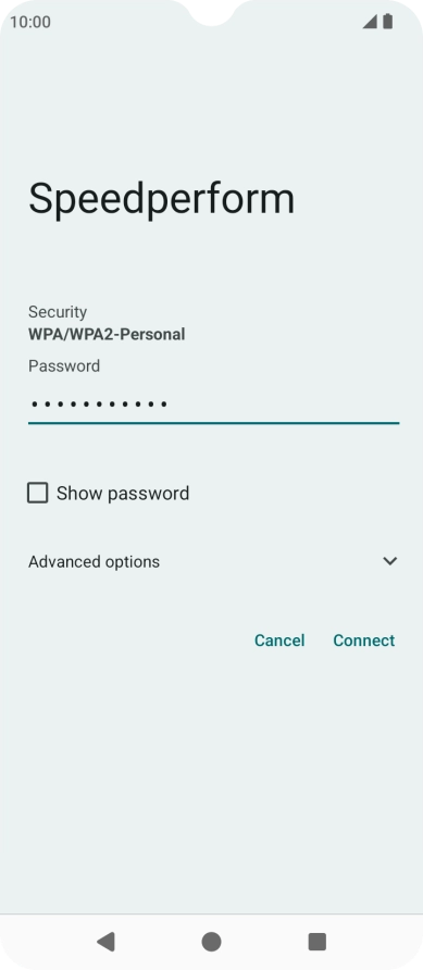 Key in the password for the Wi-Fi network and press Connect.