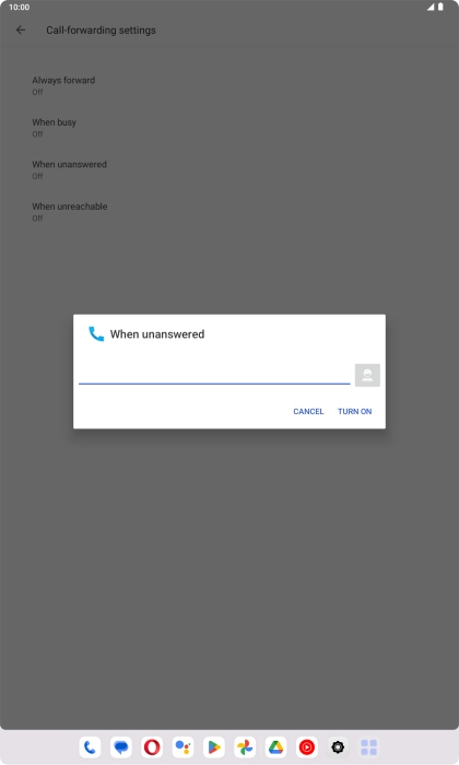Key in +447836121121 and press TURN ON.
