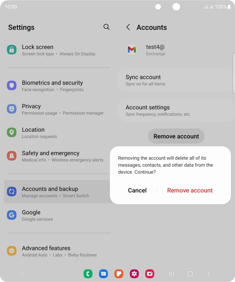 Press Remove account.