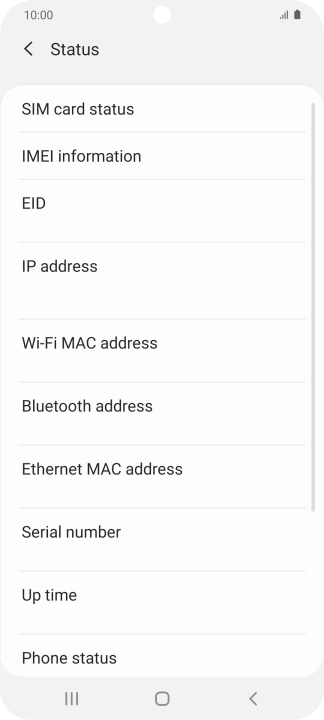 Your phone's EID number is displayed below EID.