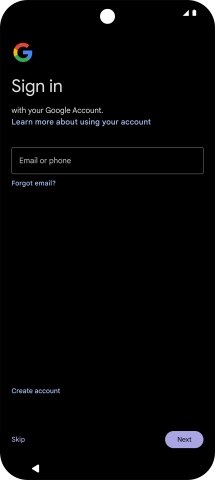 Press Email or phone and key in the username for your Google account.