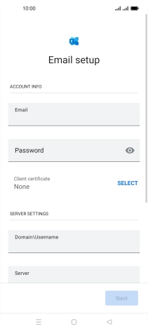 Press Password and key in the password for your email account.