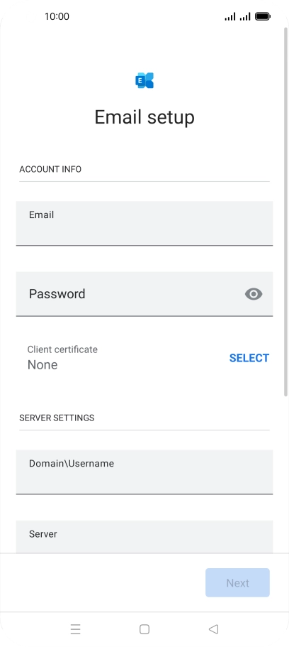 Press Password and key in the password for your email account.
