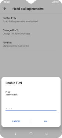 Key in your PIN2 and press OK. The default PIN2 is 1111.