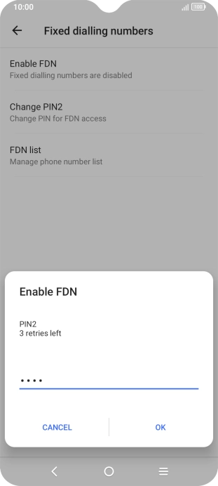 Key in your PIN2 and press OK. The default PIN2 is 1111.