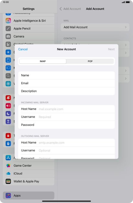 Press IMAP.