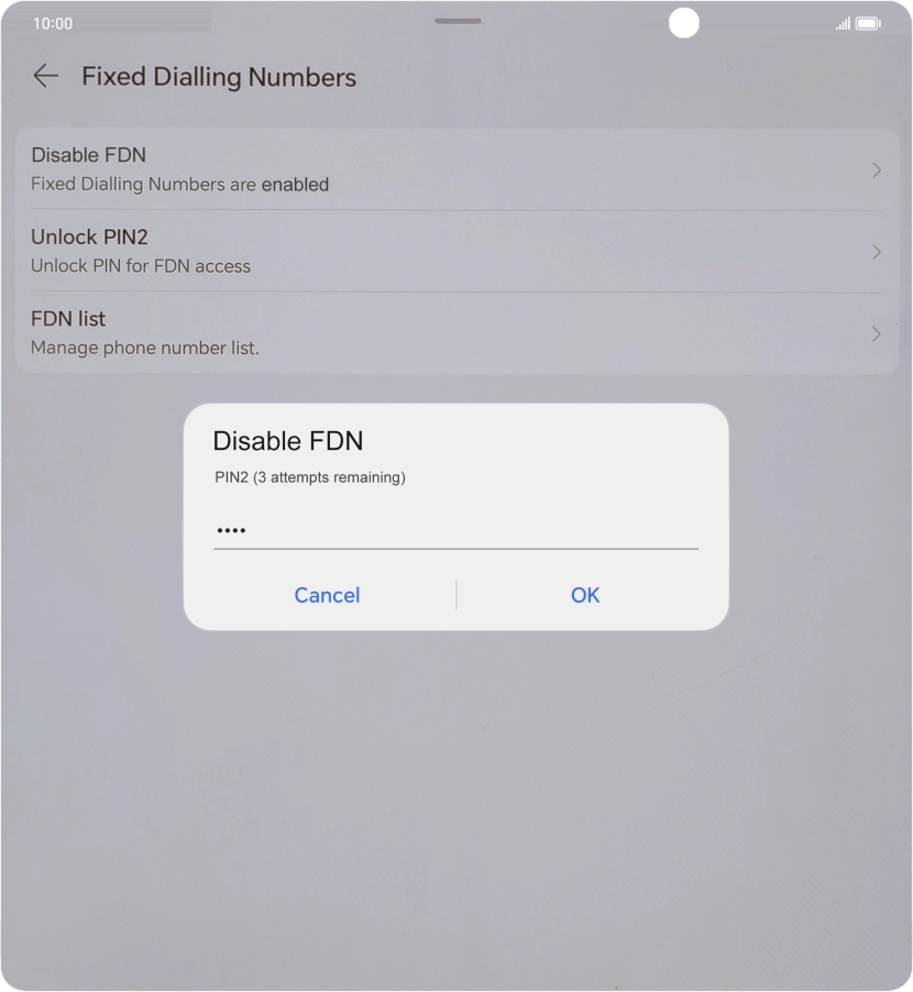 Key in your PIN2 and press OK. The default PIN2 is 1111.