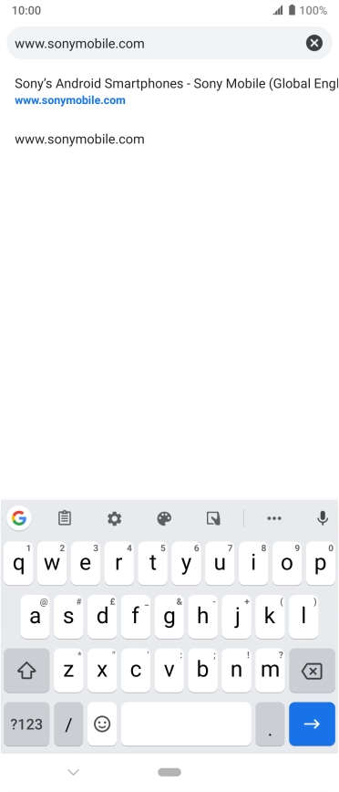 Key in the address of the required web page and press arrow right.