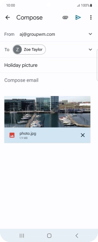 Press the text input field and write the text for your email message.