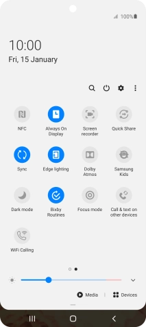 Press the NFC icon to turn the function on or off.