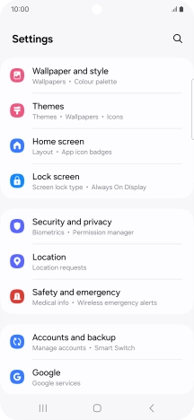 Press Security and privacy.