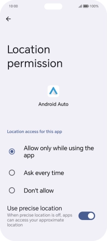 Press the required setting.