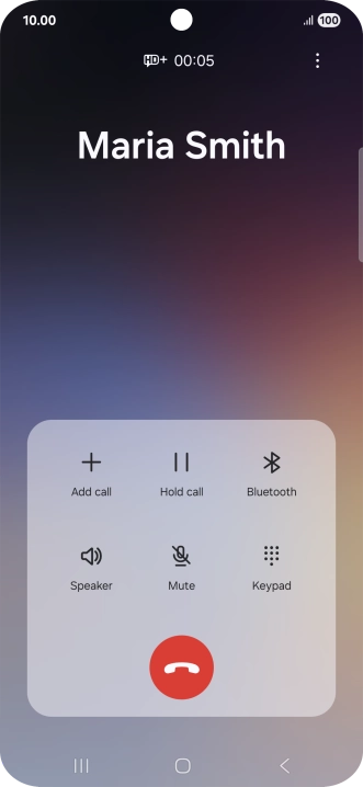 Press the end call icon.