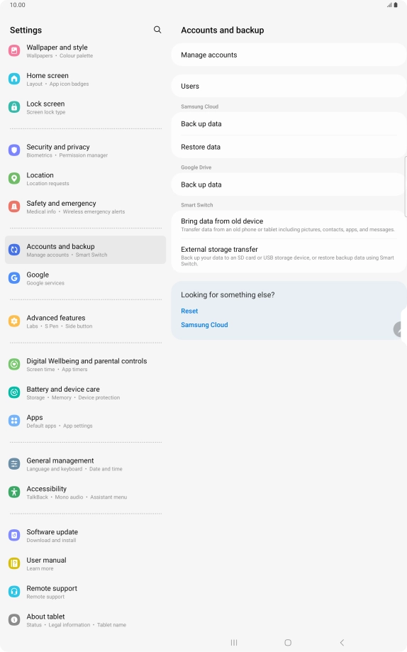 Press Manage accounts.