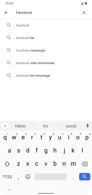 Key in Facebook and press the search icon.