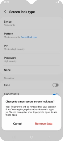 Press Remove data.