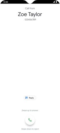Press and drag the accept call icon upwards.