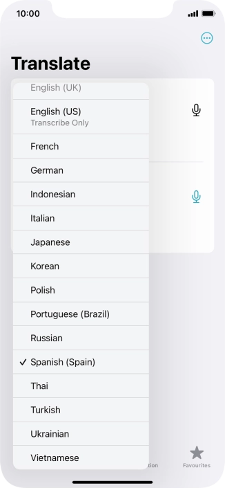 Press the required target language.