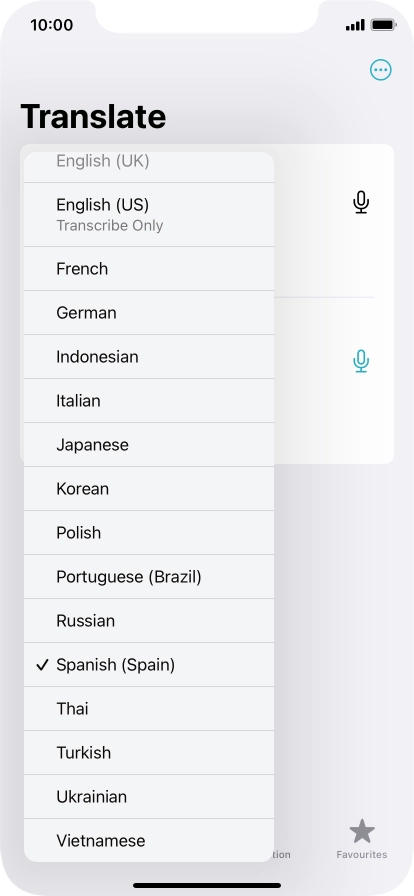Press the required target language.