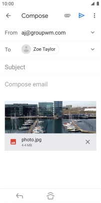 Press Subject and key in the subject of your email message.