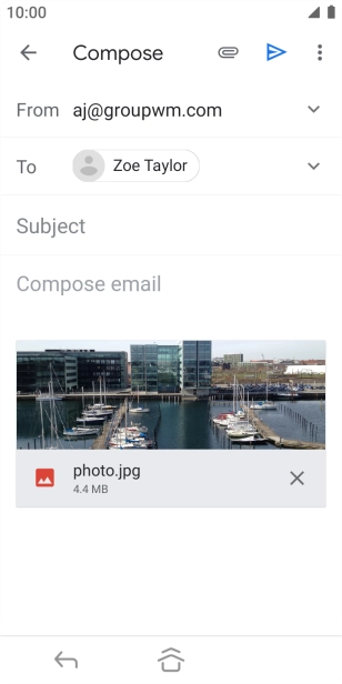 Press Subject and key in the subject of your email message.