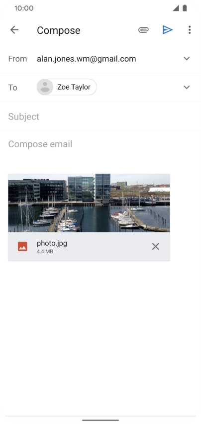 Press Subject and write the subject of your email message.